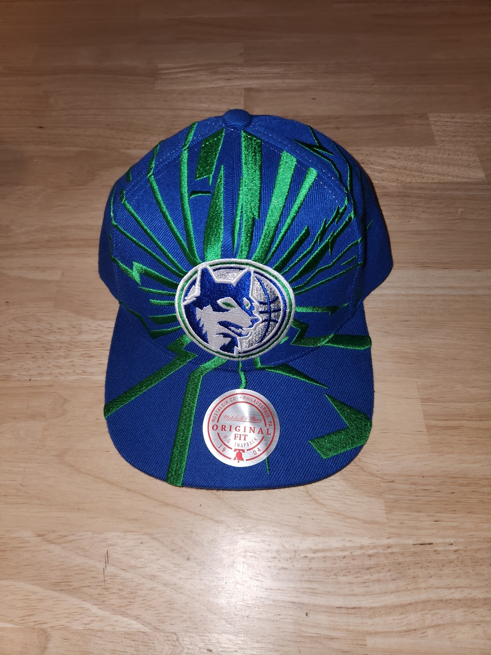 Minnesota Timberwolves Mitchell and Ness Shockwave Embroidered Snapback Blue Hat